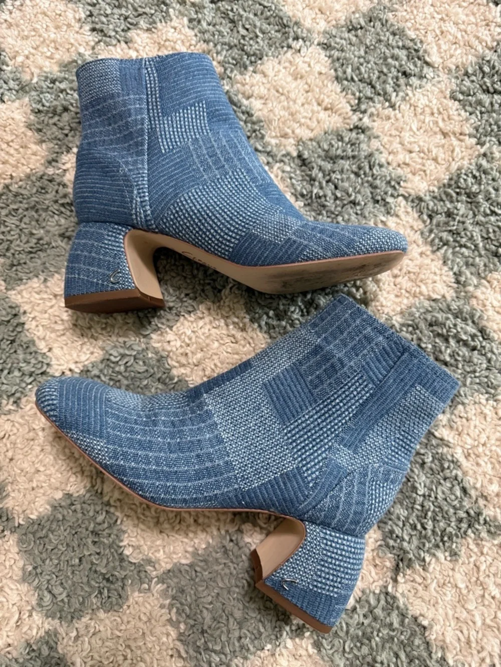 CIRCUS NY by Sam Edelman Ozzie Patchwork Denim Heeled Booties Boho Hippie Size 6